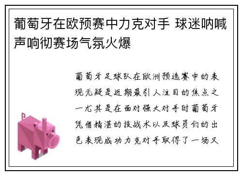 葡萄牙在欧预赛中力克对手 球迷呐喊声响彻赛场气氛火爆